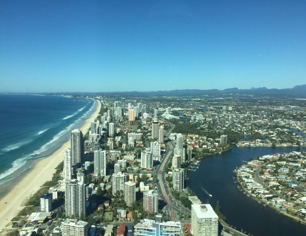 Gold Coast city next to Surfers Paradise beach